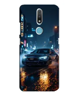 Чехол для Nokia 2.4 с картинкой «Ночной город и Audi»