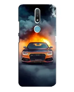 Чехол для Nokia 2.4 с картинкой «Audi в огненном дыму»
