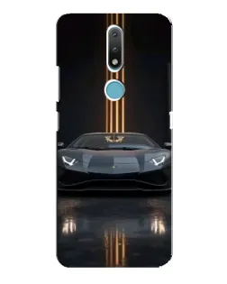 Чехол для Nokia 2.4 с картинкой «Lamborghini золотые линии»