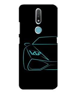 Чехол для Nokia 2.4 с картинкой «Голубой силуэт Lamborghini»