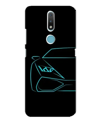 Чехол для Nokia 2.4 с картинкой «Голубой силуэт Lamborghini»