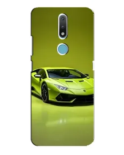 Чехол для Nokia 2.4 с картинкой «Салатовый Lamborghini Huracan»