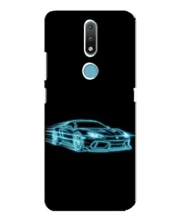 Чехол для Nokia 2.4 с картинкой «Неоновый контур Lamborghini»
