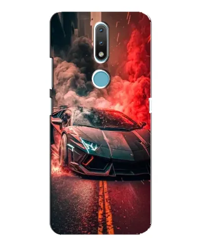 Чехол для Nokia 2.4 с картинкой «Lamborghini красный дым»