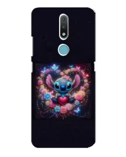 Чехол для Nokia 2.4 с картинкой «Stitch в цветах»