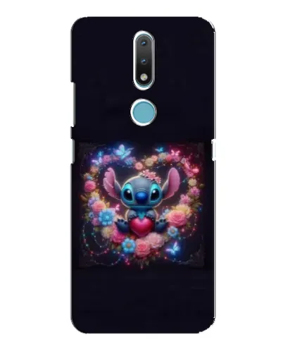 Чехол для Nokia 2.4 с картинкой «Stitch в цветах»