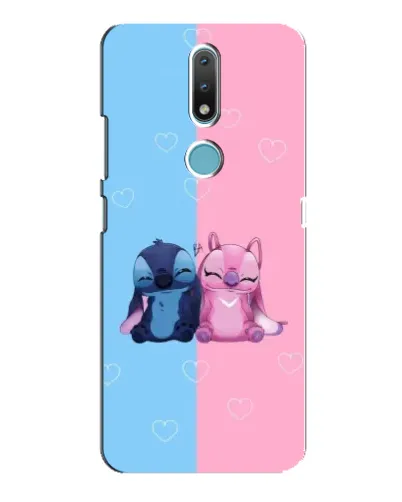Чехол для Nokia 2.4 с картинкой «Stitch и Angel Love»