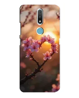 Чехол для Nokia 2.4 с картинкой «Розовый цвет сердце на фоне заката»