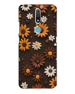 Чехол для Nokia 2.4 с картинкой «Узор из маленьких подсолнухов»