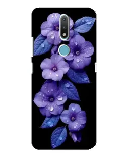 Чехол для Nokia 2.4 с картинкой «Фиолетовые цветы с росою»