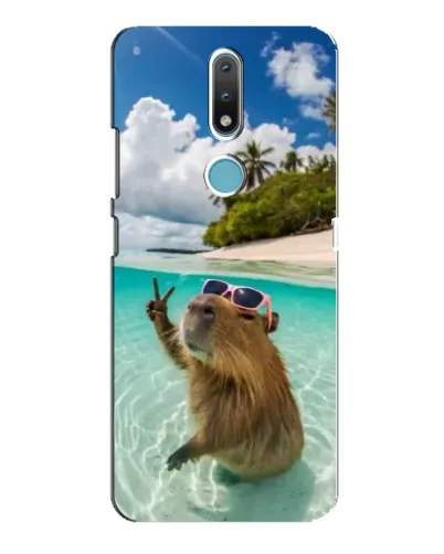 Чехол для Nokia 2.4 с картинкой «Капибара на море»