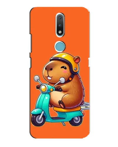 Чехол для Nokia 2.4 с картинкой «Капибара на скутере»