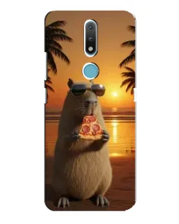 Чехол для Nokia 2.4 с картинкой «Капибара с пиццей»