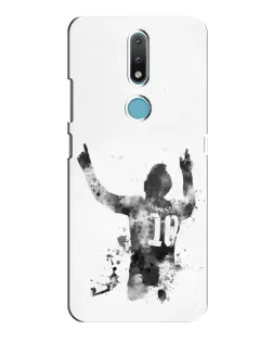 Чехол для Nokia 2.4 с картинкой «Черно-белый силуэт Месси»