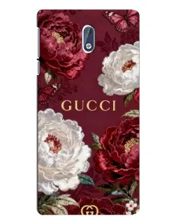 Чехол для Nokia 3.1 с картинкой «Gucci — бордовые розы»
