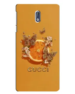 Чехол для Nokia 3.1 с картинкой «Gucci — золотые бабочки»