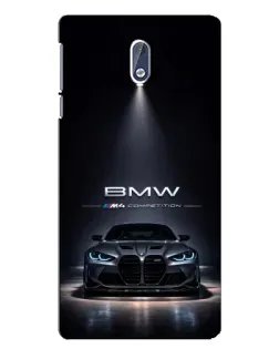 Чехол для Nokia 3.1 с картинкой «BMW сквозь ночной город»
