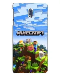 Чехол для Nokia 3.1 с картинкой «Minecraft классический мир»
