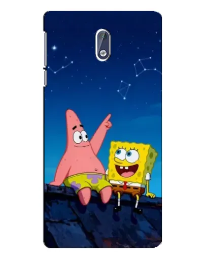 Чехол для Nokia 3.1 с картинкой «Губка Боб и Патрик ночью»