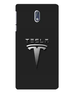 Чехол для Nokia 3.1 с картинкой «Стальной логотип Tesla»