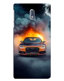 Чехол для Nokia 3.1 с картинкой «Audi в огненном дыму»