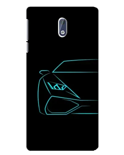 Чехол для Nokia 3.1 с картинкой «Голубой силуэт Lamborghini»