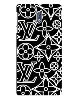 Чехол для Nokia 3 с картинкой «Черно-белый узор LV»