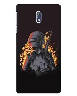 Чехол для Nokia 3 с картинкой «PUBG — огненный силуэт»