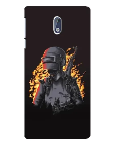 Чехол для Nokia 3 с картинкой «PUBG — огненный силуэт»