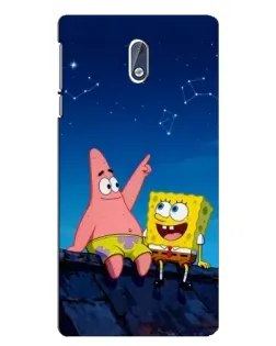Чохол для Nokia 3 з картинкою «Губка Боб та Патрік вночі»