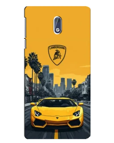 Чохол для Nokia 3 з картинкою «Жовтий Lamborghini місто»