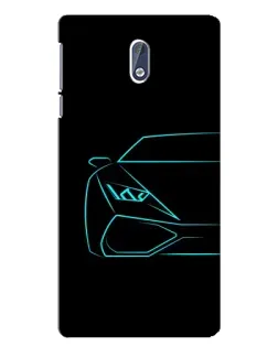 Чохол для Nokia 3 з картинкою «Блакитний силует Lamborghini»