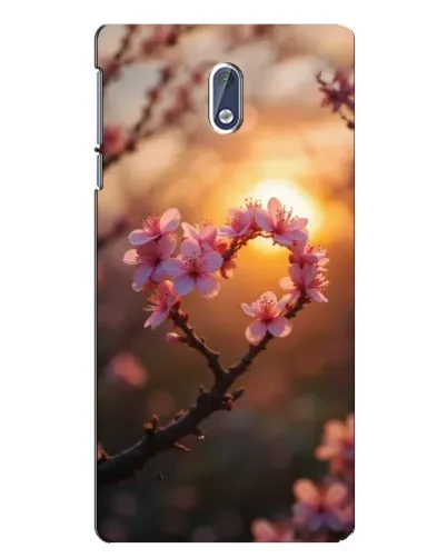 Чехол для Nokia 3 с картинкой «Розовый цвет сердце на фоне заката»