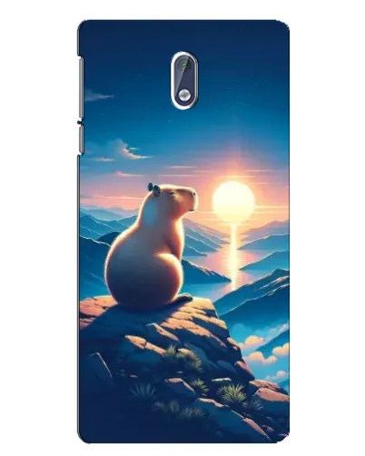 Чохол для Nokia 3 з картинкою «Захід сонця з капібарою»