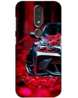 Чохол для Nokia 4.2 з картинкою «Спортивна BMW та квіти»