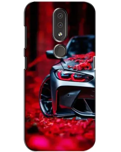 Чохол для Nokia 4.2 з картинкою «Спортивна BMW та квіти»