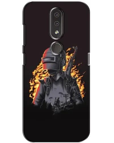 Чехол для Nokia 4.2 с картинкой «PUBG — огненный силуэт»