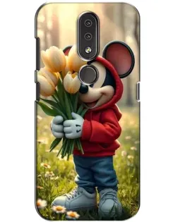 Чохол для Nokia 4.2 з картинкою «Міккі з тюльпанами»