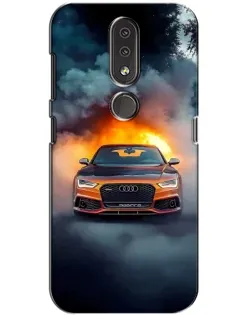 Чохол для Nokia 4.2 з картинкою «Audi у вогняному диму»