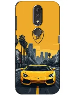 Чохол для Nokia 4.2 з картинкою «Жовтий Lamborghini місто»