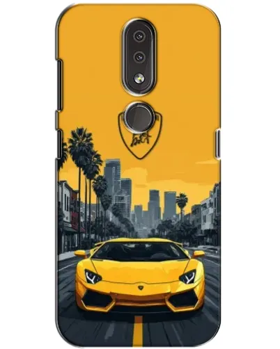 Чохол для Nokia 4.2 з картинкою «Жовтий Lamborghini місто»