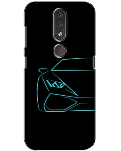 Чохол для Nokia 4.2 з картинкою «Блакитний силует Lamborghini»