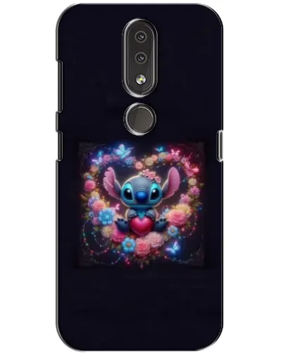 Чехол для Nokia 4.2 с картинкой «Stitch в цветах»