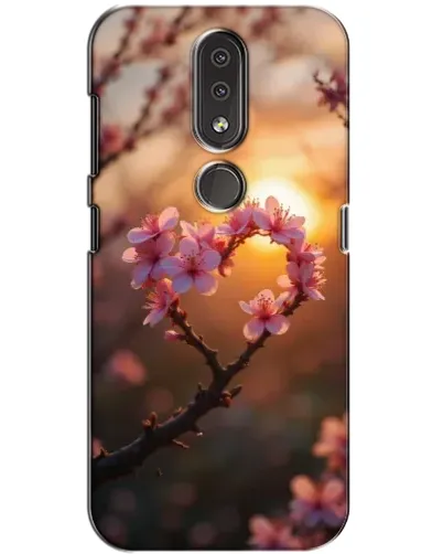 Чехол для Nokia 4.2 с картинкой «Розовый цвет сердце на фоне заката»
