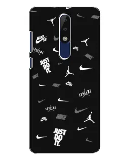 Чехол для Nokia 5.1 Plus (X5) с картинкой «Nike Black Pattern»