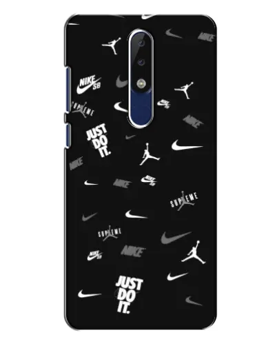 Чехол для Nokia 5.1 Plus (X5) с картинкой «Nike Black Pattern»