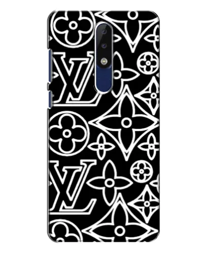 Чехол для Nokia 5.1 Plus (X5) с картинкой «Черно-белый узор LV»
