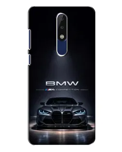 Чехол для Nokia 5.1 Plus (X5) с картинкой «BMW сквозь ночной город»