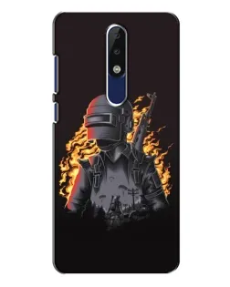 Чехол для Nokia 5.1 Plus (X5) с картинкой «PUBG — огненный силуэт»