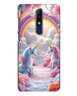 Чехол для Nokia 5.1 Plus (X5) с картинкой «Радуга и единороги»